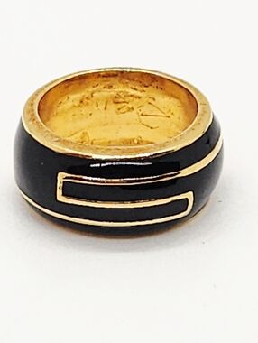 Versace Black Enamel Ring Size 6